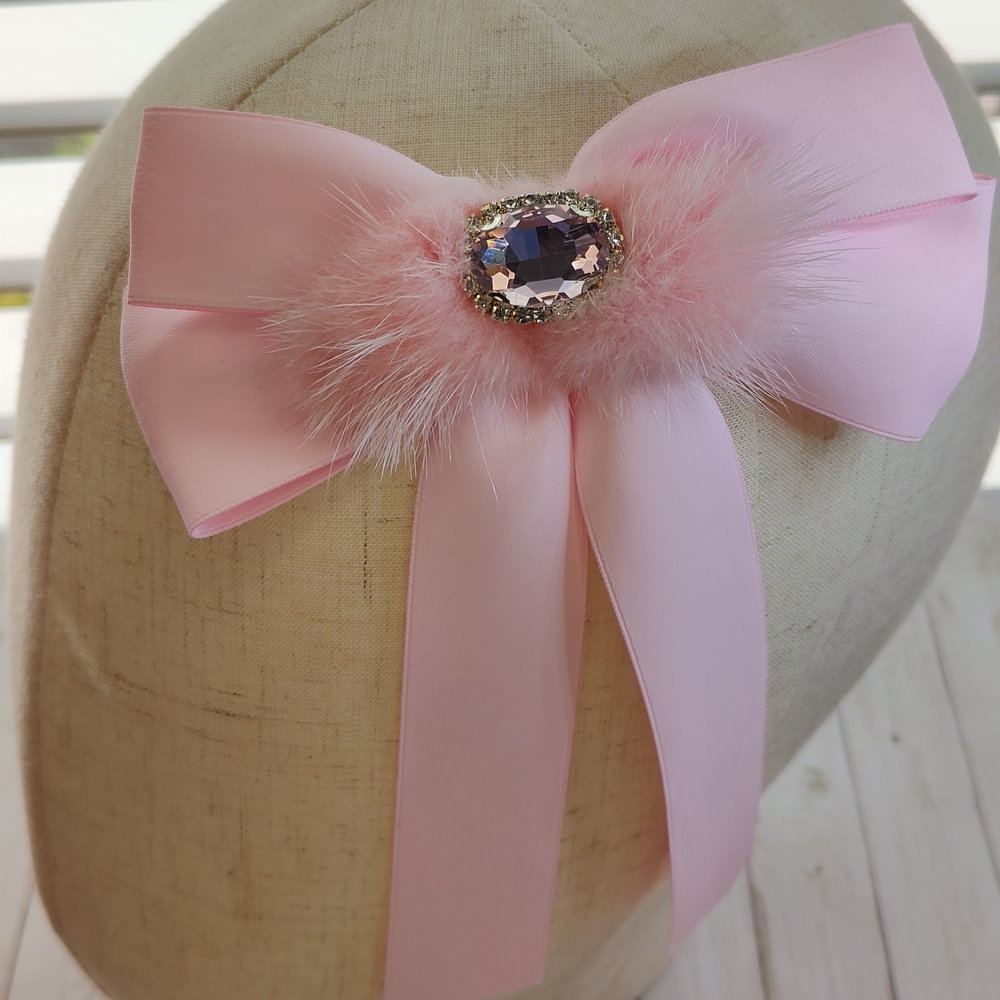 Elegant Pink Bow with Gem Accent